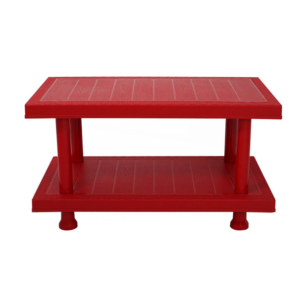 SAAB SP-329 Full Plastic Double Shelf Large Rattan Table