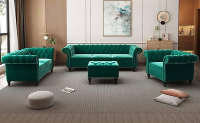 Emerald Green Chesterfield Sofa Set – Royal Touch for Modern Interior 7-seater