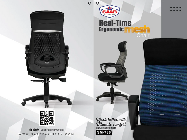 HINOMI Pro Real Time Ergonomic Mesh Chair Model SAAB SM-786